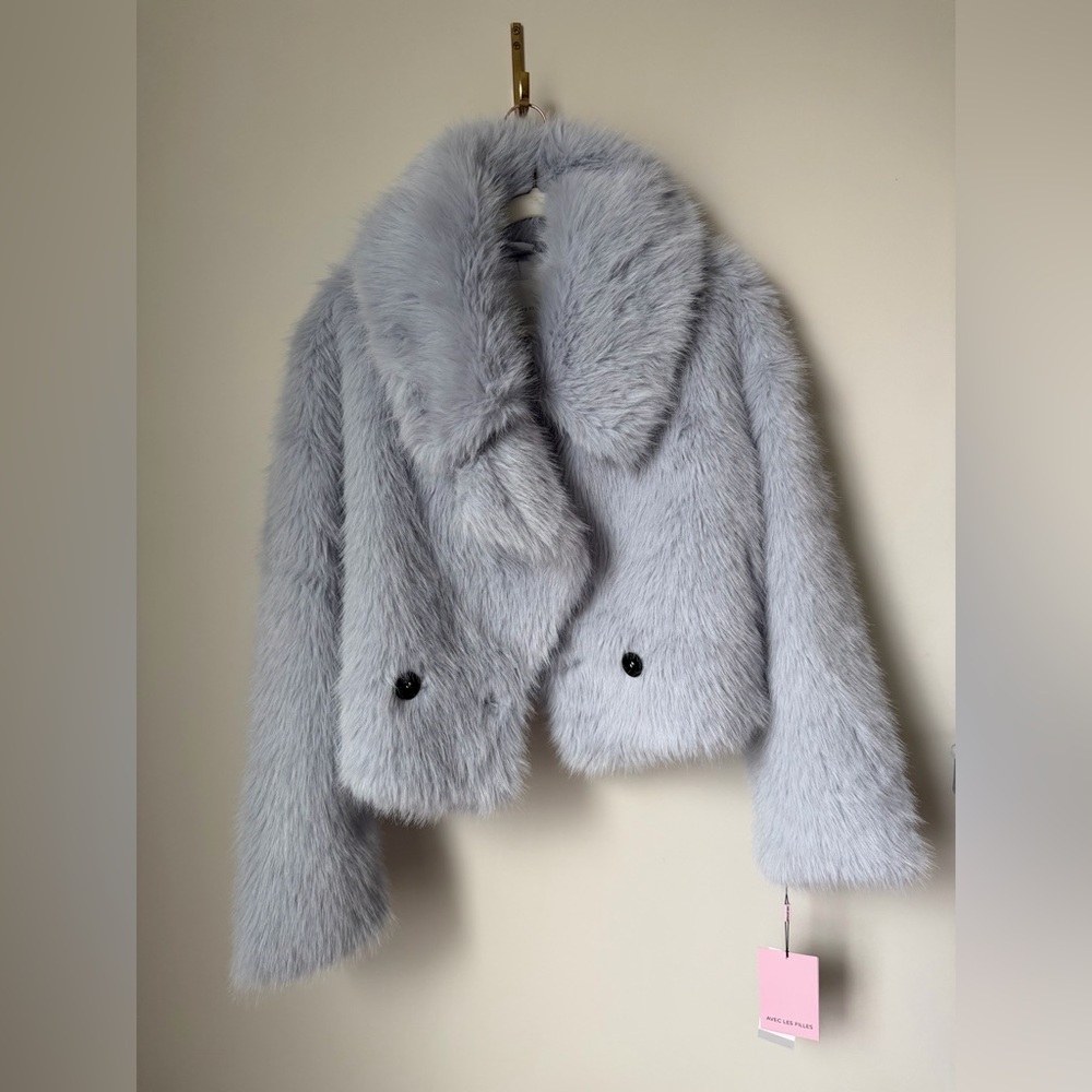 Avec les filles light blue Faux Fur jacket